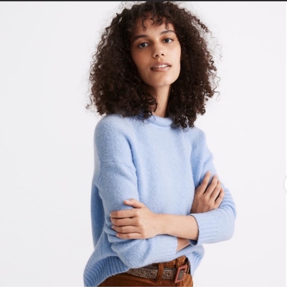 Madewell Fulton Soft Knit Pullover Sweater in Baby Blue - Picture 2 of 11